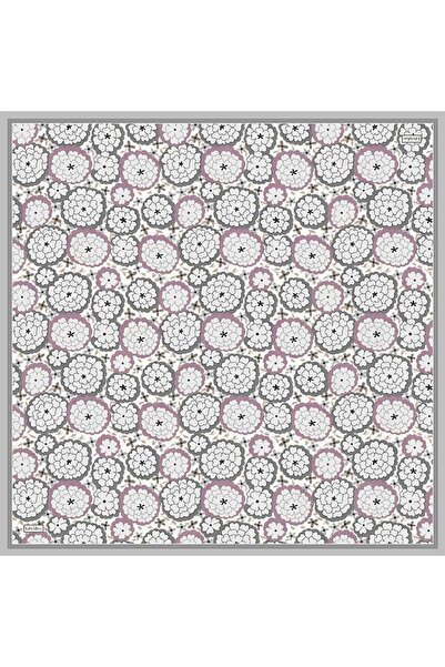 Levidor Gray Daisy Pattern Sura Silk Scarf
