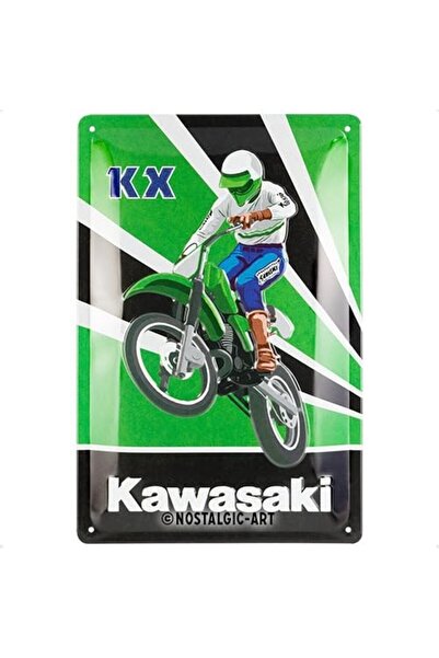 Nostalgic Art Nostalgic-Art Retro Metal İşaret, 20 x 30 cm, Kawasaki - KX Mot...