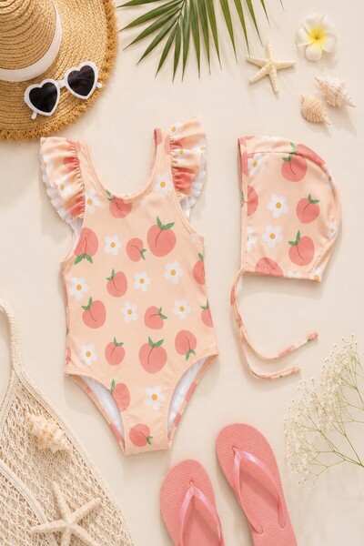 DeKuBaby New Season, Stylish Design Girls' Swimsuit with Ruffle Detail and Cr...