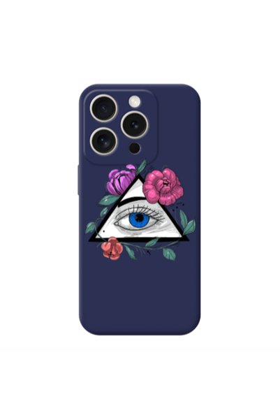 Other Apple iPhone 15 Pro Max Eye and flower Dark blue Colored Silicone TPU Θήκη