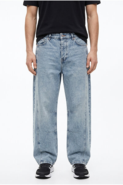 Respire Men's Baggy Jean with Stitching Detail in Blue