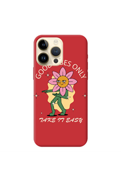 Other Apple iPhone 13 Pro Max Good Vibes Only Red Colored Silicone TPU Θήκη
