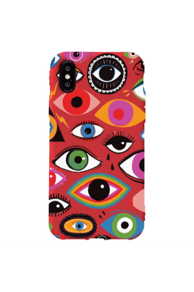 Other Apple iPhone Xs Colorful eyes Red Colored Silicone TPU Θήκη