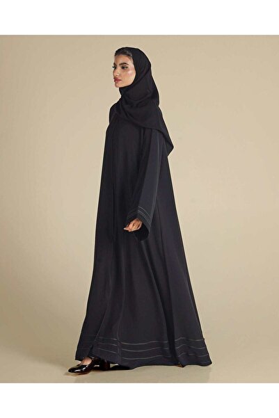 AYA Mw1273 - Black Heavy Abaya with Embroidery at the Hemline of the Abaya