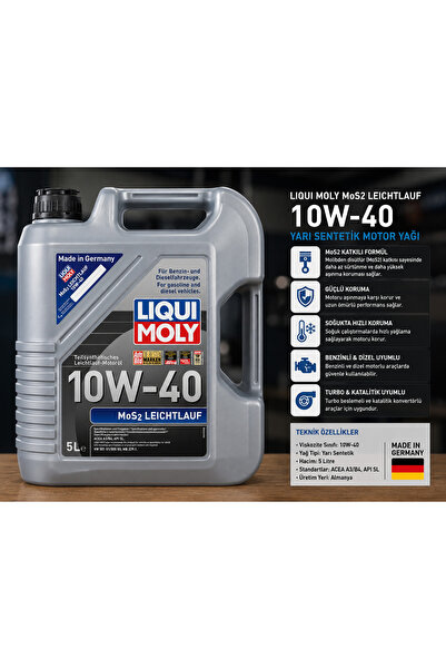 Liqui Moly MoS2 Leichtlauf 10W-40 5 L Yarı Sentetik Motor Yağı