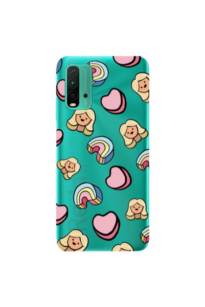 Other Xiaomi Redmi 9T Girl rainbow and hearts Transparent Silicone TPU Θήκη