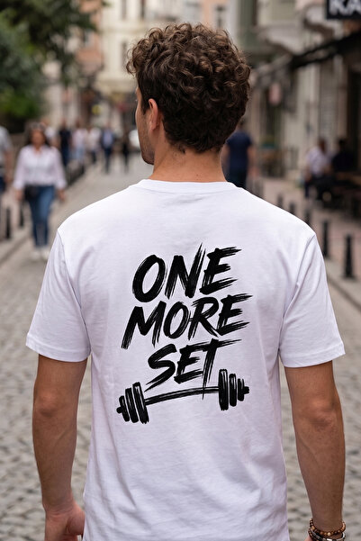 BAGAND تي شيرت أبيض كبير الحجم مطبوع للجنسين من One More Set، مصنوع من القطن ...