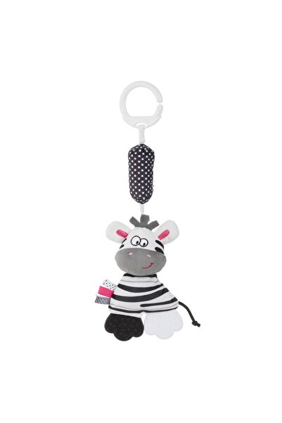 Z Store Zornăitoare pentru bebeluși, model zebră - Negru și alb, cu sunet, 34 cm