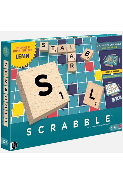 mattel Joc de societate Scrabble cu piese din lemn