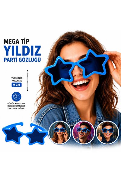 TİMİON Mega Tip Yıldız Party Glasses Blue Color (5148) Please Read the Descri...