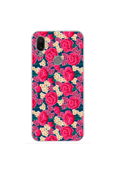 Other Xiaomi Redmi Note 7 Red and pink Flowers Transparent Silicone TPU Θήκη