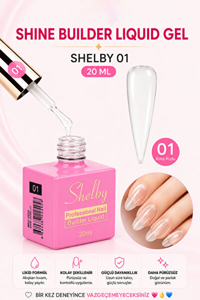 SHELBY Şeffaf Liquid Builder Gel 20 ml TPO Free UV/LED Profesyonel Sıvı Build...