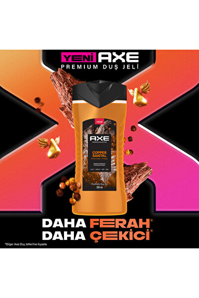 Axe Premium Collection Duş Jeli Copper Santal 3in1 Vücut Saç Yüz 300 ml x3
