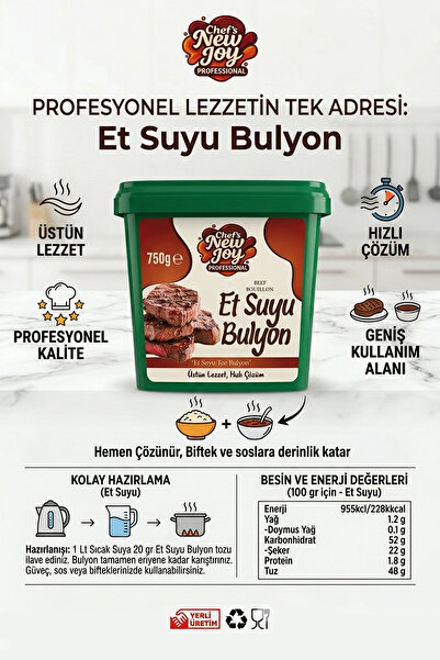 chef's new joy professional Et Bulyon 750 G x 8 Adet - 1 Koli (Koli Bazlı Avantaj Paketi)