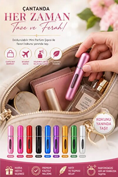 Kitchen Beauty Doldurulabilir Mini Parfüm Şişesi Çanta Boy Seyahat Cep Parfüm...