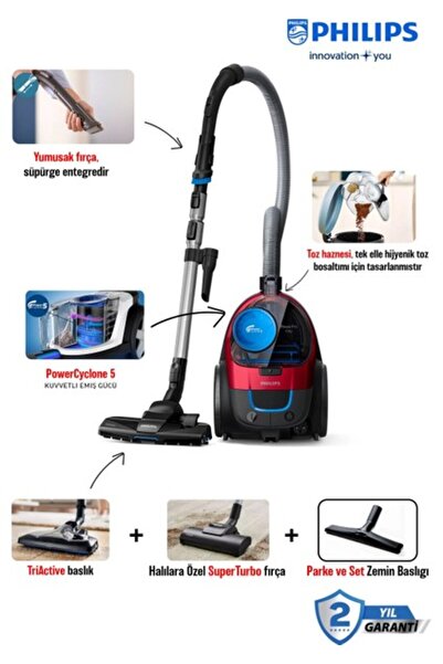 Philips Powerpro Citytoz Torbasız Süpürge Powercyclone5 Alergy Hepa 13 Filitr...