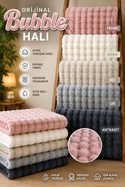 Beyome Orijinal Bubble Halı Ultra Yumuşak Kabarcık Dokulu Kaymaz Taban Peluş ...