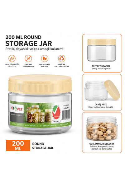 Generic MAAC 200ML Round Plastic Storage Jars with Airtight Screw Lid, BPA Fr...