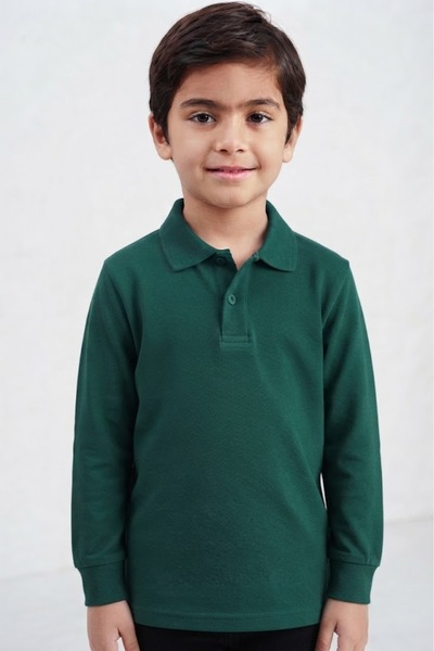 NACAR STORE Children's Unisex Cotton Polo Collar Long Sleeve School T-Shirt (...