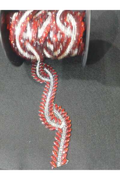 ESRA ŞELEM Red Color Iron-On Decorative Strip Accessory 1 Meter