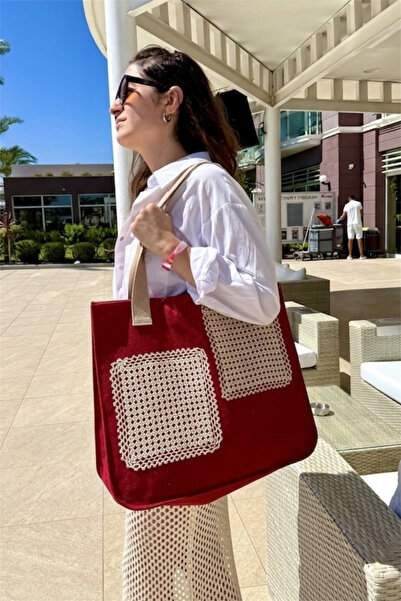 Pinty Design Original Handmade Lace Detailed Thick Linen Design Tote Canvas Bag
