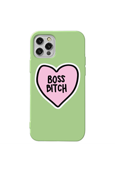 Other Apple iPhone 12 Pro Max Boss Bitch Light Green Colored Silicone TPU Θήκη