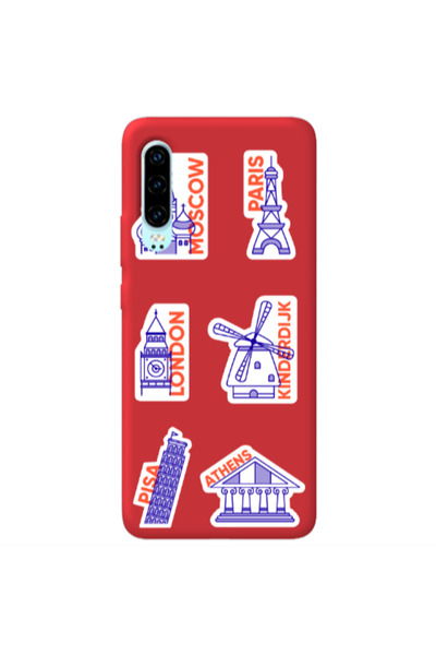 Other Huawei P30 Pisa Athens Red Colored Silicone TPU Θήκη