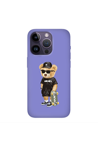 Other Apple iPhone 14 Pro Bear with glasses Purple Colored Silicone TPU Θήκη