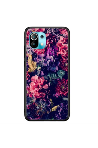 Other Xiaomi Mi 11 Lite Purple and pink flowers Black Glossy Θήκη