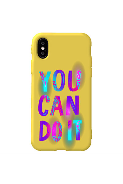Other Apple iPhone Xs You Can Doit Yellow Colored Silicone TPU Θήκη