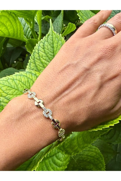 Merishe Jewerly Gold Clover-Stone Zircon Stone Stainless Xuping Steel Bracelet