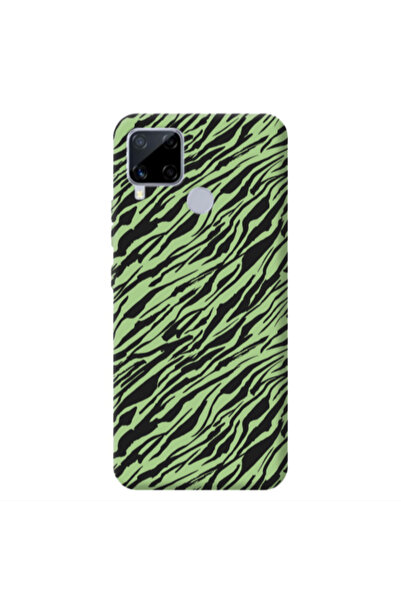 Other Realme C25S Black zebra Light Green Colored Silicone TPU Θήκη