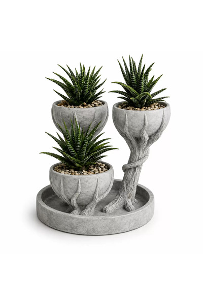 Generic Brand 3D Triple Hand of Tree Marble Patterned Vase