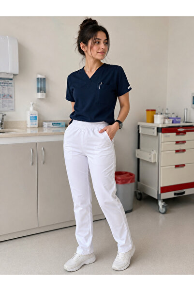 mirach Ženske bele medicinske uniforme, pantalone, haljina za medicinske sest...