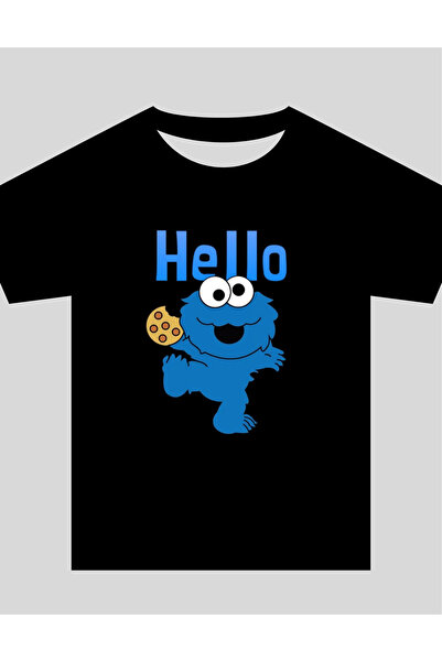 TİMİSİVA Children's Printed Crew Neck Short Sleeve Black T-Shirt