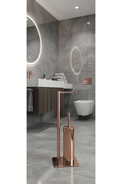titanium design Ayaklı Wc Kağıtlık ve Fırçalık Seti