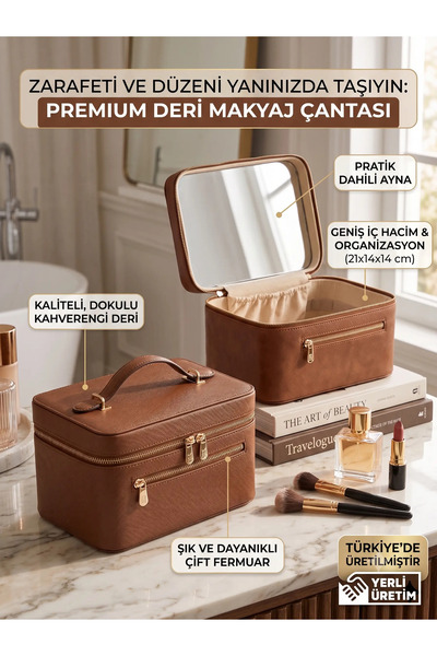 Dorvina Large Size Makeup Bag with Mirror - Large Volume Travel Cosmetic Case...