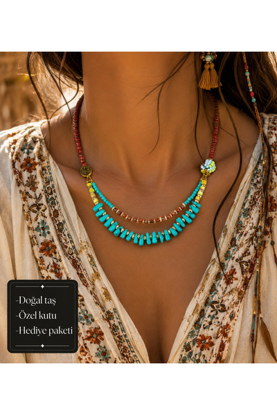 HER ŞEY NOTA www.herseynota.com Iskara Bohemian Natural Stone Beaded Turquois...