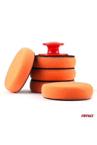 AMIO Set de bureți pentru curățare, lustruire și șlefuire, 5 x 100 mm, cu mâner