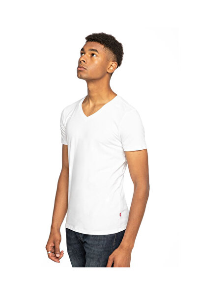 Levi's Ανδρικό V-λαιμόκοψη 2 τεμάχια 37152-0004-ΛΕΥΚΟ Λευκό Μ