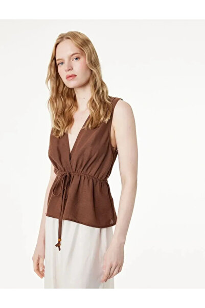 Koton V-Neck Sleeveless Blouse with Tie Detail
