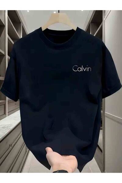 1177573 Black Short Sleeve Round Neck Cotton T-Shirt, Fashionable, Soft, Brea...