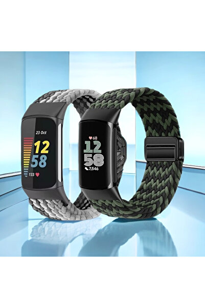 Choice7 Fitbit Charge 5 6 Pack-9 2pcs Nylon Strap For Charge 6 Watchband Wove...