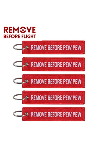Choice 5pcs red 5 PCS Remove Before PEW Keychains Embroidered Key Tag Funny S...