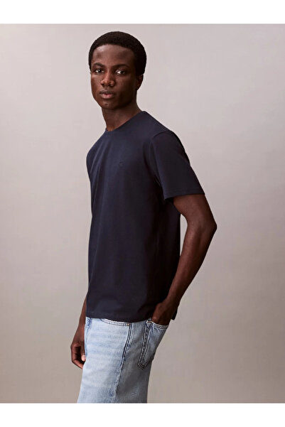 Calvin Klein Men's Brand Logo T-Shirt in Navy Blue, Suitable for Daily Use