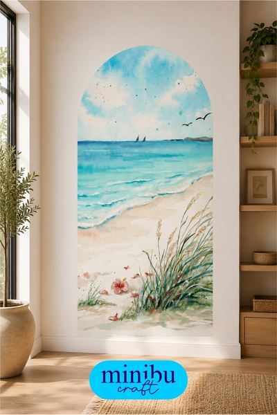 Minibu Craft Sea Landscape Bohemian Arch Boho Arch Modern Wall Sticker Mnb-61