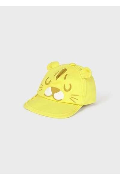 MAYORAL Baby Boy Tiger Embroidered Ear Detail Cap Hat Yellow