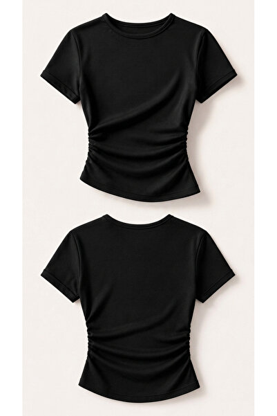 Nika Fashion Sandy Yan Büzgülü Bluz
