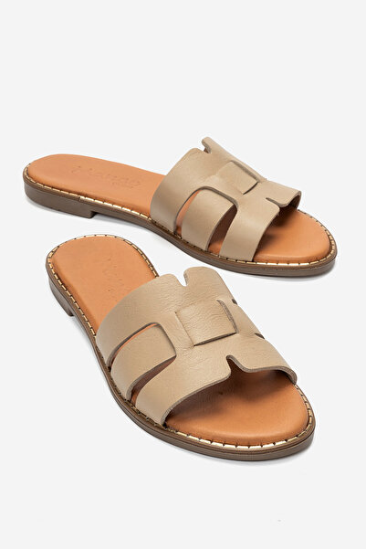 MANCORIGO Genuine Leather Women's Scissors Buckle Slippers Sugar