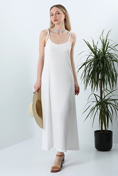 Veni Life Women's Comfortable Cut, Tie-Up Strap Long Dress